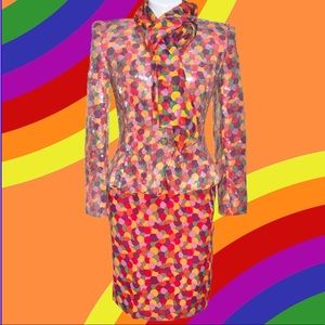 Vintage 1980's David Hayes Sequined Silk S…